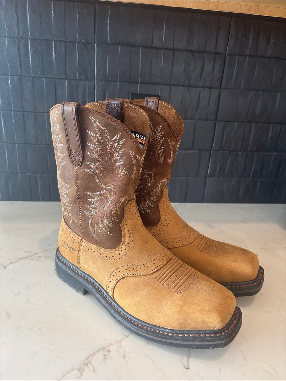 Ariat Two-Tone Brown work steel toe boot